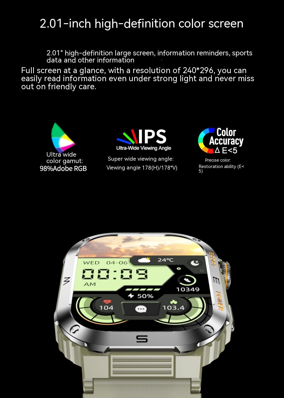 Reloj inteligente deportivo MT39 para exteriores con tres niveles de protección