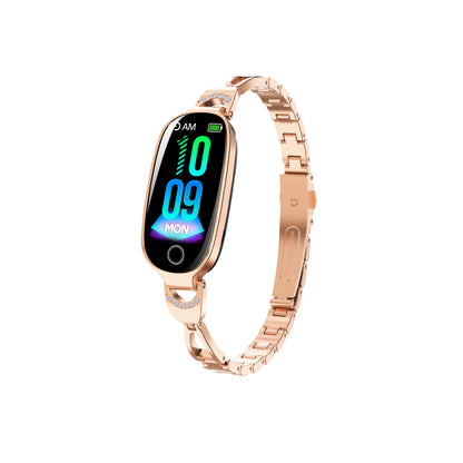 Reloj inteligente dorado para mujer, compatible con Android e iOS, pulsera inteligente con control del ciclo menstrual, frecuencia cardíaca, presión arterial, fotografía remota, podómetro resistente al agua. 