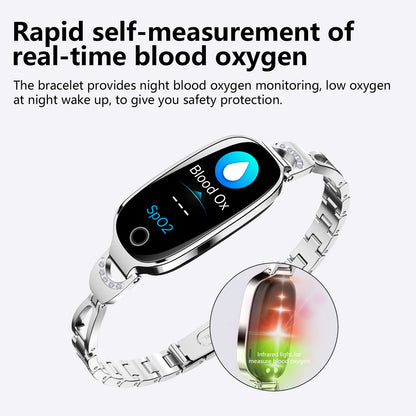 Reloj inteligente dorado para mujer, compatible con Android e iOS, pulsera inteligente con control del ciclo menstrual, frecuencia cardíaca, presión arterial, fotografía remota, podómetro resistente al agua. 