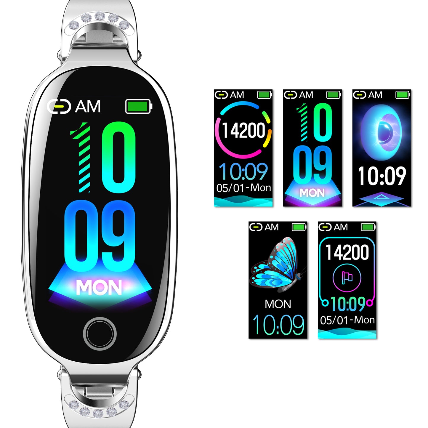 Reloj inteligente dorado para mujer, compatible con Android e iOS, pulsera inteligente con control del ciclo menstrual, frecuencia cardíaca, presión arterial, fotografía remota, podómetro resistente al agua. 