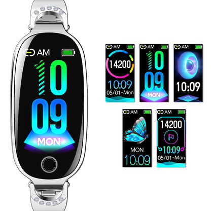 Reloj inteligente dorado para mujer, compatible con Android e iOS, pulsera inteligente con control del ciclo menstrual, frecuencia cardíaca, presión arterial, fotografía remota, podómetro resistente al agua. 